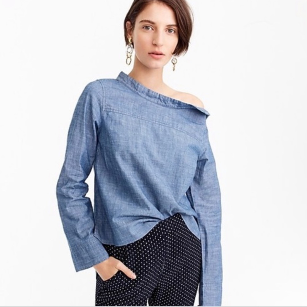 JCrew Funnel neck Shirt in Chambray